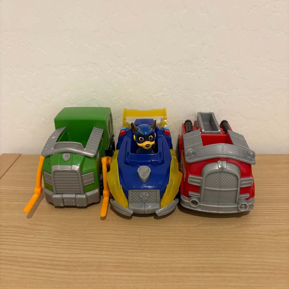 Paw Patrol Mighty Pups Chase, Rocky and Marshal Vehicles